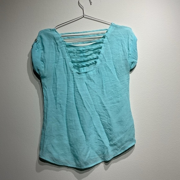 Pearl Size S Lightweight Shirt Blouse Teal Color Back String Design - Picture 7 of 8